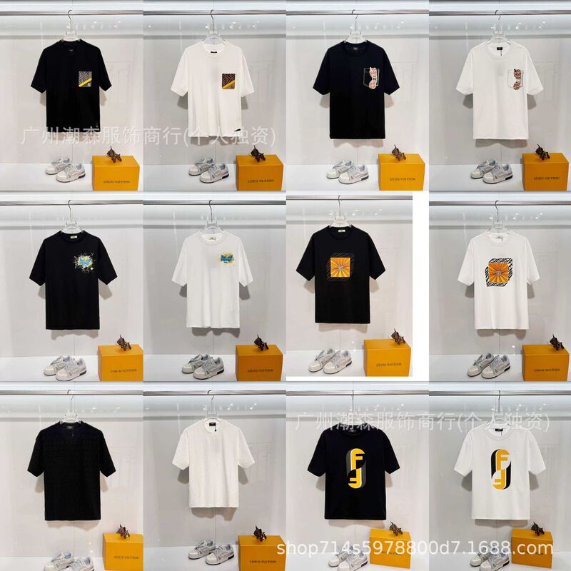 Cross-Border Fen Correct Version F Brand Little Monster F Brand Eye Letter Print Classic Round Neck Unisex Short-Sleeve T-Shirt Cross-Border Fen Correct Version F Brand Little Monster F Brand Eye Letter Print Classic Round Neck Unisex Short-Sleeve T-Shirt