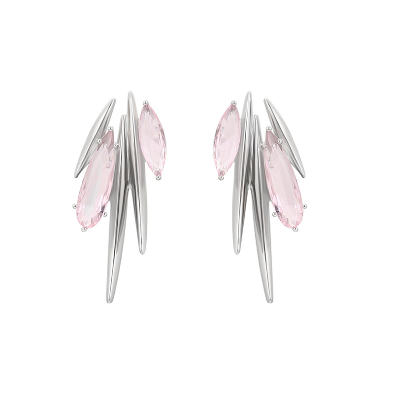 Joyas Xuping estilo irregular ojo de caballo pendientes incrustados color zircon cobre pendientes al por mayor