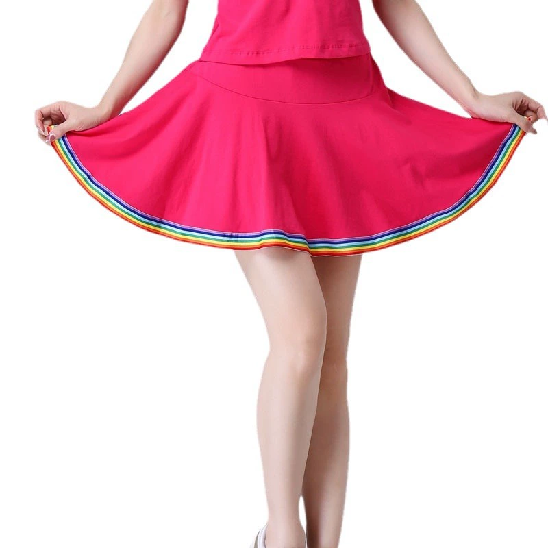 Летний Клубы костюм новый набор хлопка с короткими рукавами аэробика спортивная одежда большой размер танцевальная одежда женский