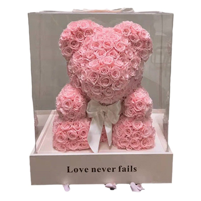 Día de San Valentín regalo Rosa oso eterno flor grande decoración rosa caja de regalo para novia regalo de boda novia