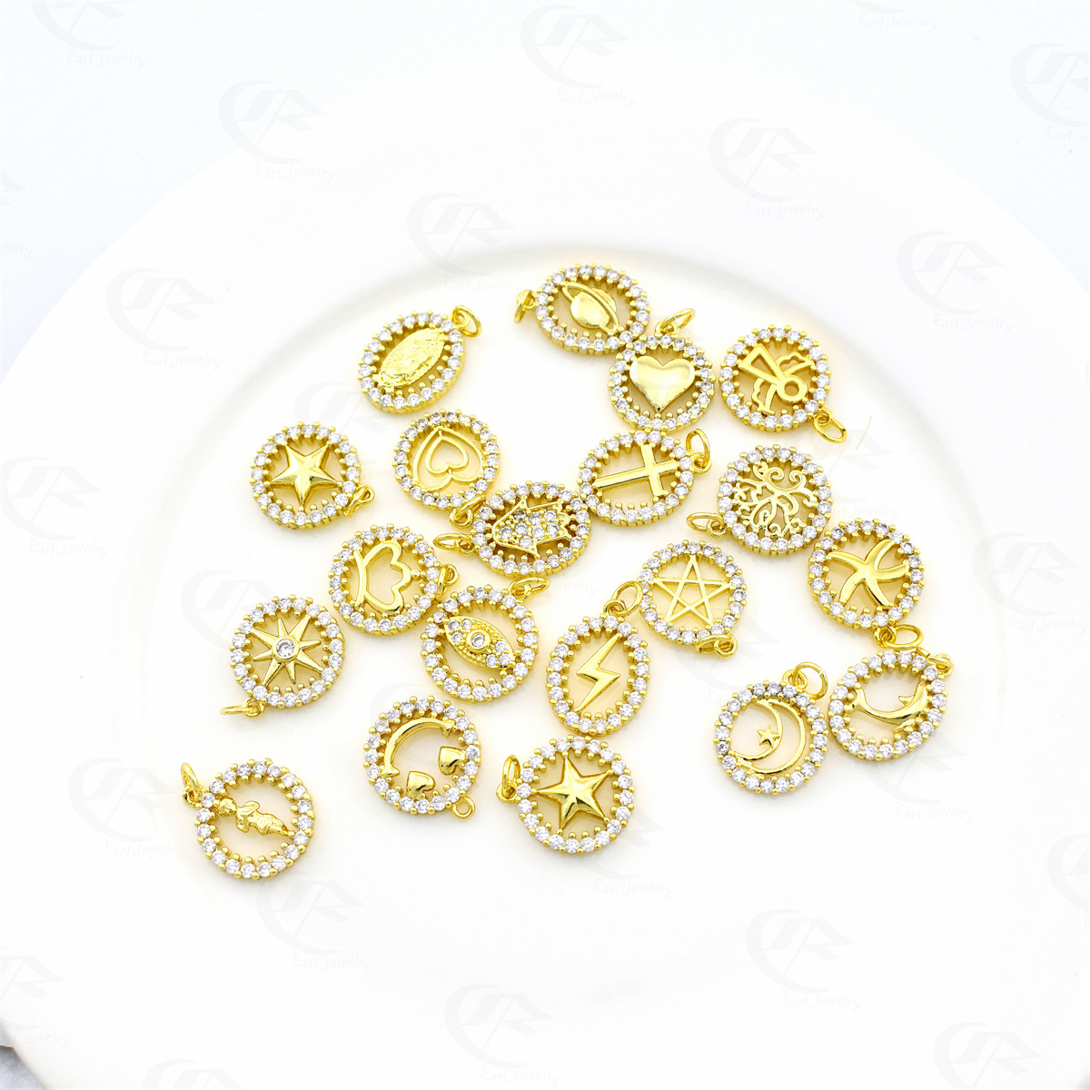 DIY Jewelry Accessories Classification 5 PCS/Package Quantity 5 PCS/Package 10*12mm Copper Zircon Tree Dolphin Heart Shape Pendant