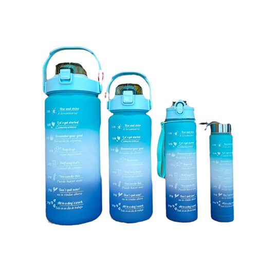 Four-piece set of summer new outdoor large-capacity sports water cups for men and women, fitness kettles, straws, portable handle kettles