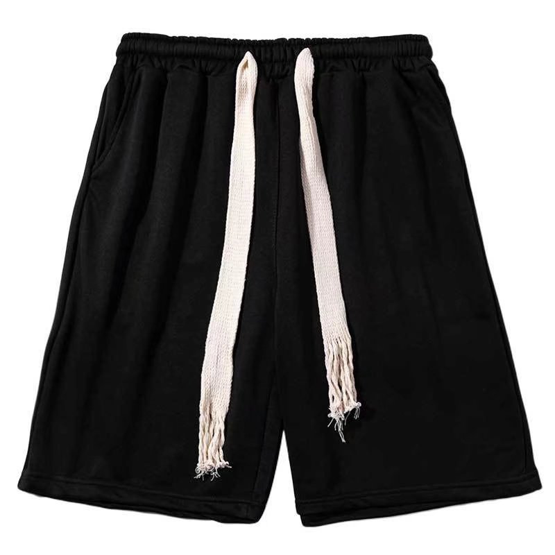 Wukong has simple solid color woven rope sports shorts men and women's fashion brand street loose wide leg five quarterback pants