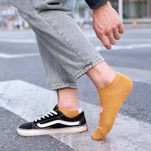Socks Men's Trendy Socks Men's Short Socks Summer Thin Boat Socks Personalized Letter Men's Socks Sweat-Absorbent Breathable Low Top