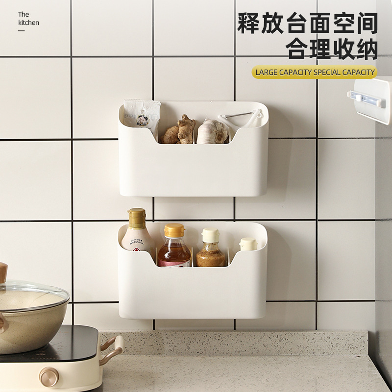 Armario de la cocina puerta rack de almacenamiento montado en la pared caja de almacenamiento lateral del refrigerador rack de almacenamiento rack de plástico caja de almacenamiento