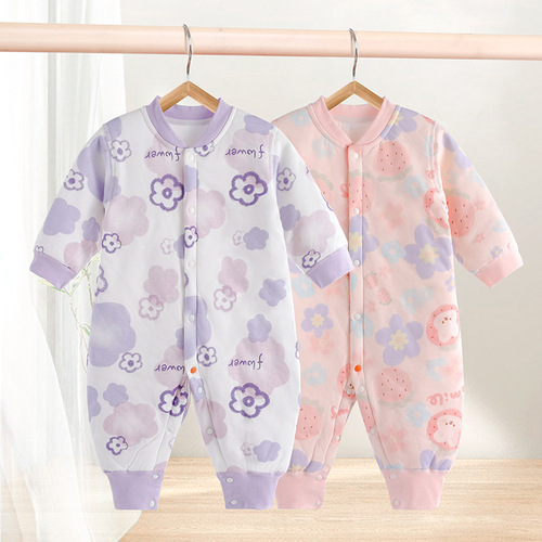Baby clothes 40g thin quilted onesies autumn and winter baby spring and autumn warm clothes rompers newborn clothes