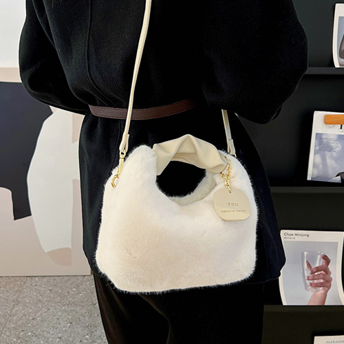 Fashion Plush Bag Women's  Winter New Casual Simple Crossbody Bag Retro Commuting Handbag Women's Bag