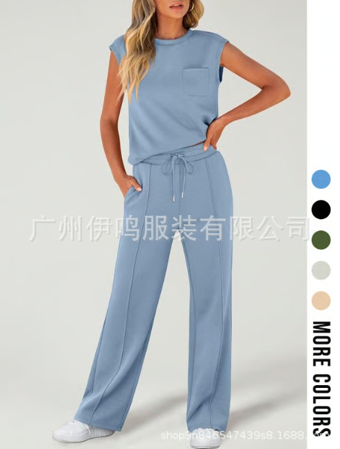 2025夏季新款欧美休闲运动风时尚短袖休闲套装时尚款时尚短袖女装|undefined
