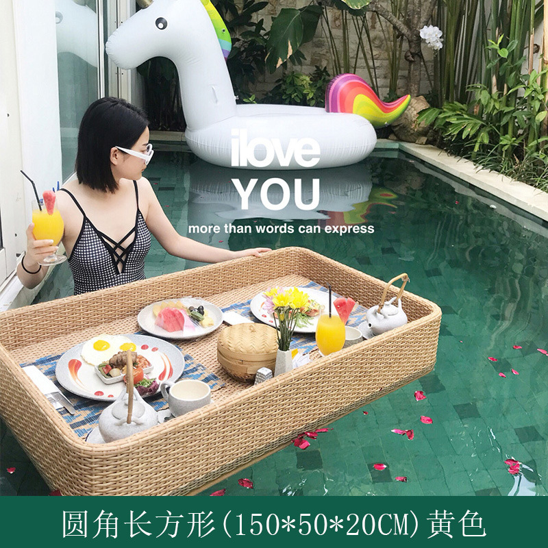 Té de la tarde de celebridades de Internet, cesta de ratán, bandeja de desayuno flotante de agua de Bali, bandeja flotante de la piscina de la villa del hotel