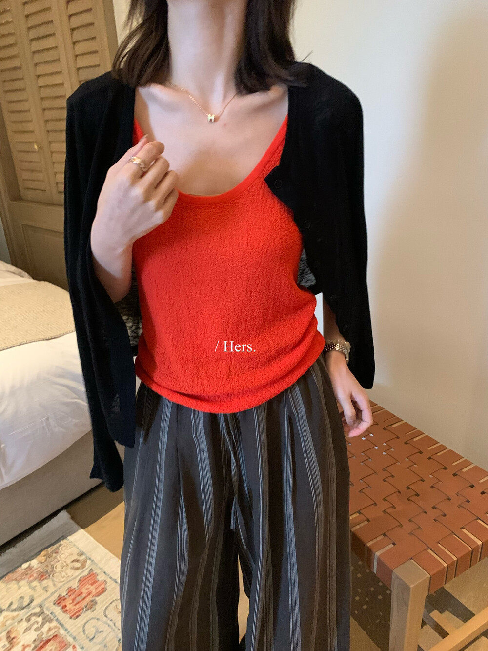 Áo khoác cardigan nữ dệt kim chống nắng cổ tròn tay dài phối màu cơ bản — Hồng sữa, Xám cacbon, màu đen, trắng ngà chi tiết 12