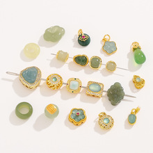 DIY饰品挂件 新中式仿玉石合金滴油隔珠 手链项链手工中国风吊坠