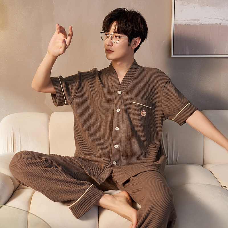 2022 primavera y otoño nuevos pijamas de hombre Pantalones de manga corta traje verano juventud algodón casual ropa para el hogar