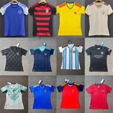 批发女装足球服阿根廷墨西哥西班牙各队球衣比赛短袖有LOGO可印号