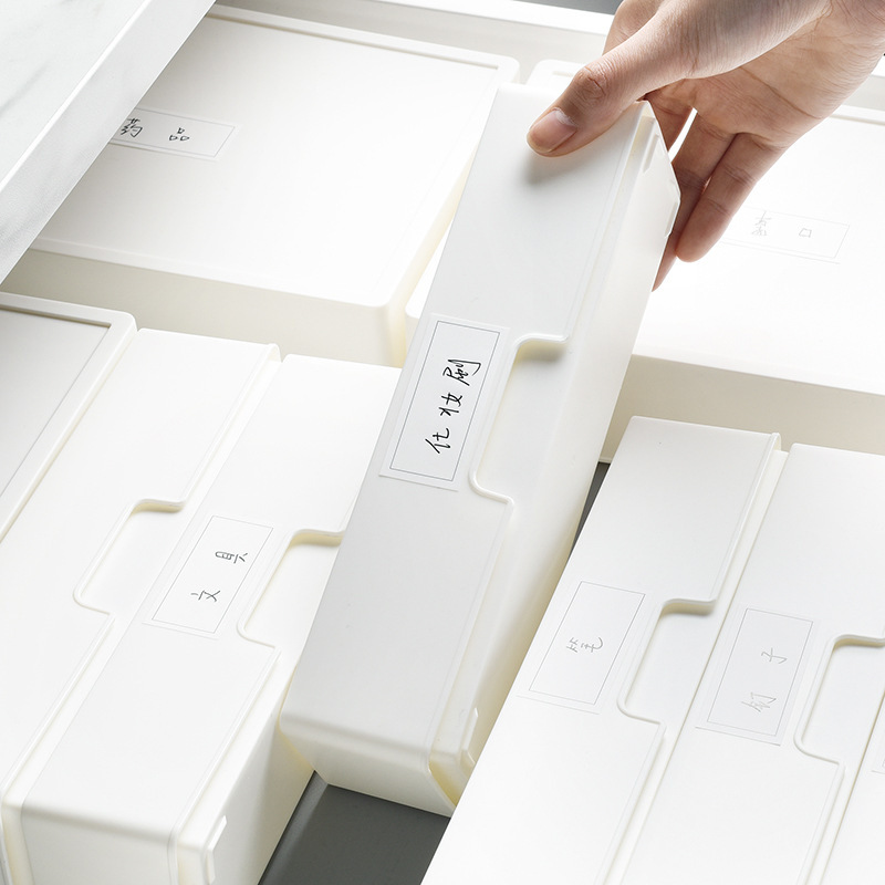 Desktop Clutter Organizer Box, Card-Style Stackable Desktop Storage Box with Labels, Small Item Storage Box