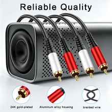 双莲花 2RCA 音频线镀金编织 HiFi 立体声线功放音箱 DVD 红白 AV