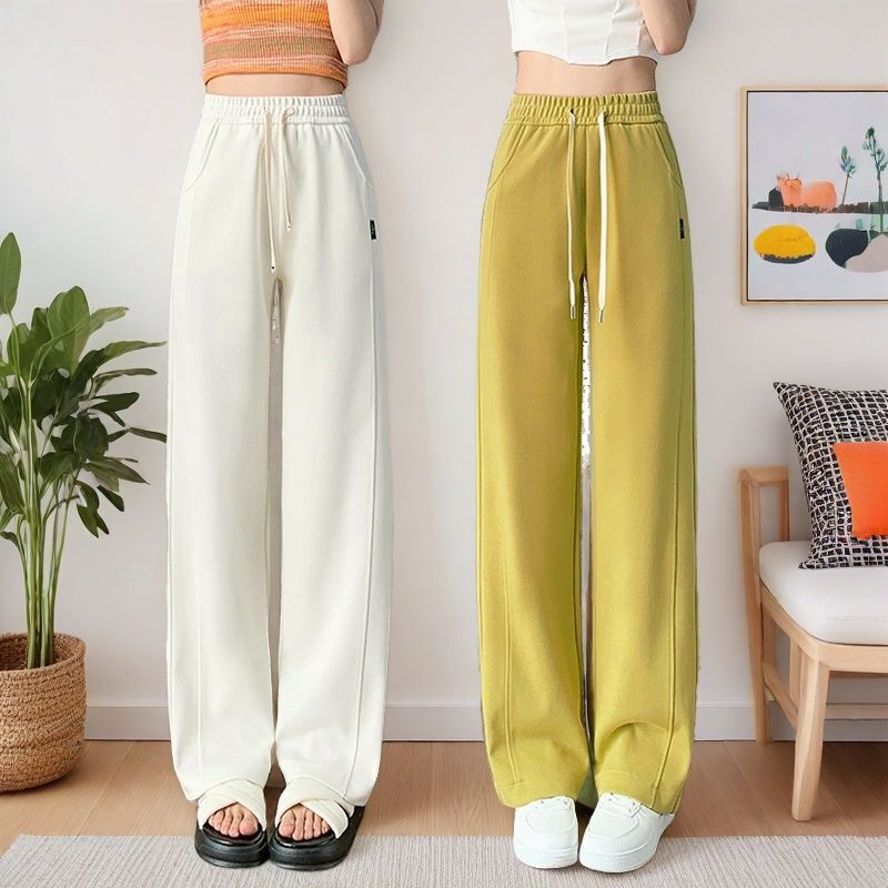 Wide-Leg Pants for Women in Spring & Fall, Loose Slimming Straight Pants, Fashionable and Comfortable Cotton Casual Pants with Flap Pocket Pantss, Casual and Versatile