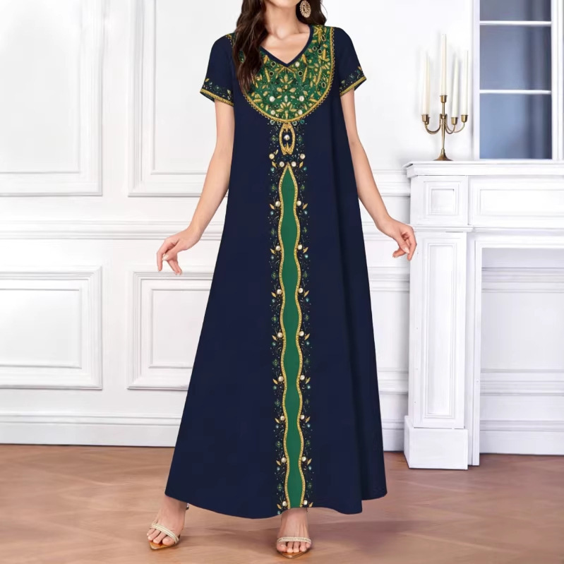 Independent Brand 2026 European and American Cross-Border Summer Fashion Casual Printed Ethnic Style Dress Women's Holiday Long Dress Independent Brand 2026 European and American Cross-Border Summer Fashion Casual Printed Ethnic Style Dress Women's Holiday Long Dress