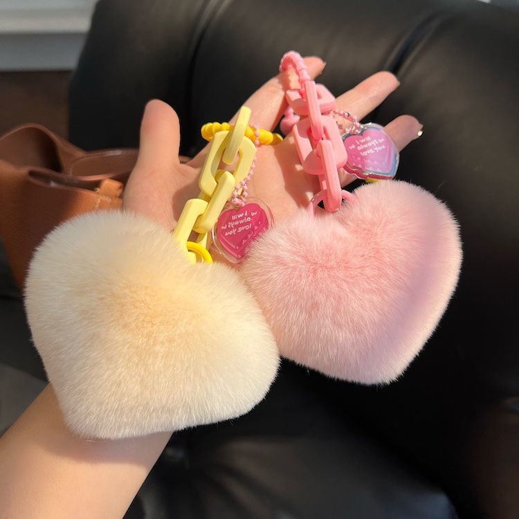 Creativo silicona real Rex conejo piel amor cadena llavero exquisita mochila colgante pareja adornos coche clave cadena