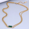 Retro short zirconium stainless steel, necklace, chain for key bag , 2022 collection, simple and elegant design