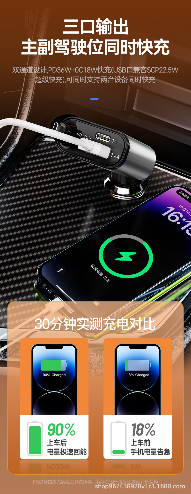 Cross-Border Retractable Car Charger Pd80W Fast Charging Dustproof Silicone Two-In-One Car Mobile Phone Charger
