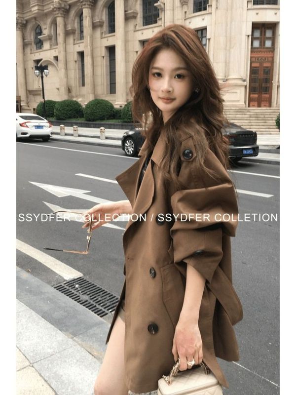 韩版小众翻领气质风衣女2025秋季流行单品新款外套时尚设计感大衣|undefined