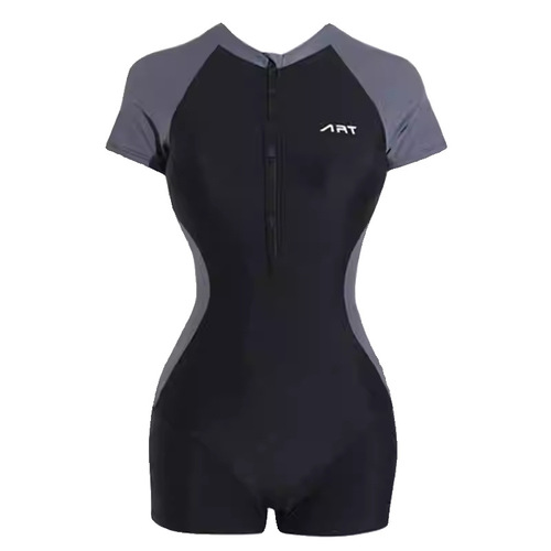 Women's 2024 New Style One-piece Flat-bottom Conservative Swimsuit for Female Students, Abdomen Covering, Slimming, High-end, Racer-style Swimming Pool Special Use