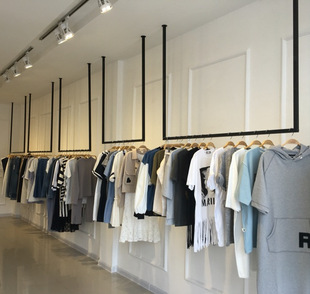 Clothing store ceiling hanging hanger hanger wall-mounted men's and women's clothing display rack wedding shelf wall-mounted side hanging
