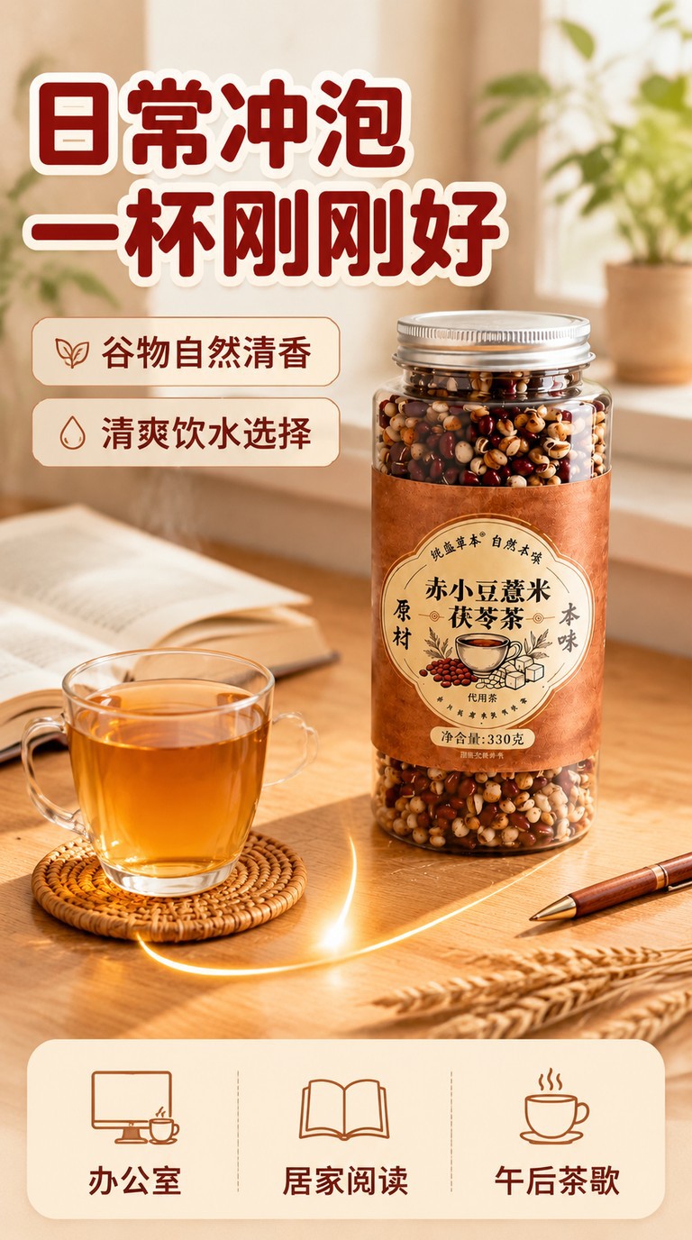 Adzuki Bean Coix Seed Poria Tea 330g Triple Steamed Herbal Tea Bags Sugar Free Daily Wellness Brew key features