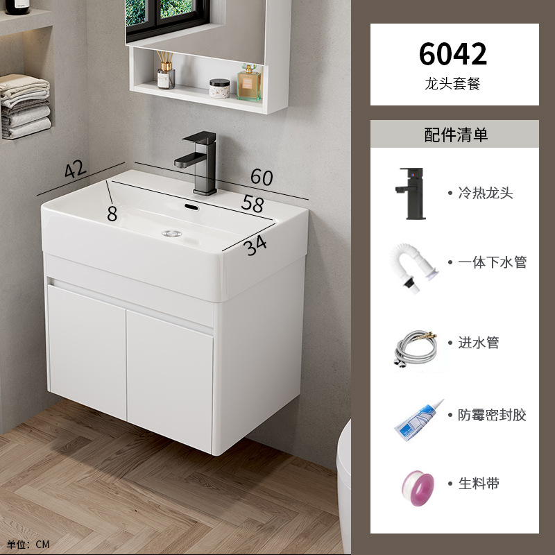 Espacio de aluminio gabinete de baño apartamento pequeño tipo de casa de alquiler cerámica en un lavabo lavabo lavabo esquina redondeada