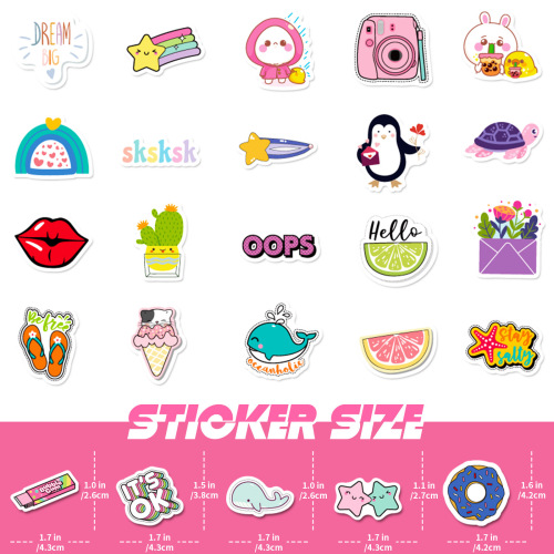 100 Small Size 4cm Fresh Camera Stickers for Amazon eBay Girls, Computer Waterproof Water Bottle Stickers