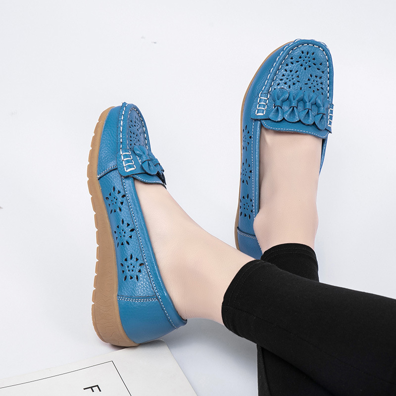 2020 Spring and Autumn New Nurse Shoes Casual Flat Heel Women's Shoes Beanie Shoes Mom's Shoes Tbottomon Bottom Hollow Single Shoes for Women