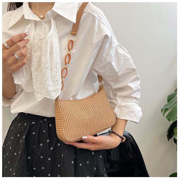 New Handheld Small Bag Single Shoulder Bag Fashionable Retro 2024 Corduroy Underarm Stick Bag Handbag for Women_voghion.com