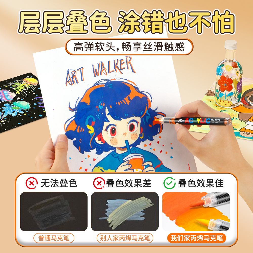 Marcador acrílico directo 280 colores a todo color Pincel de color grande profesional de arte lote en stock