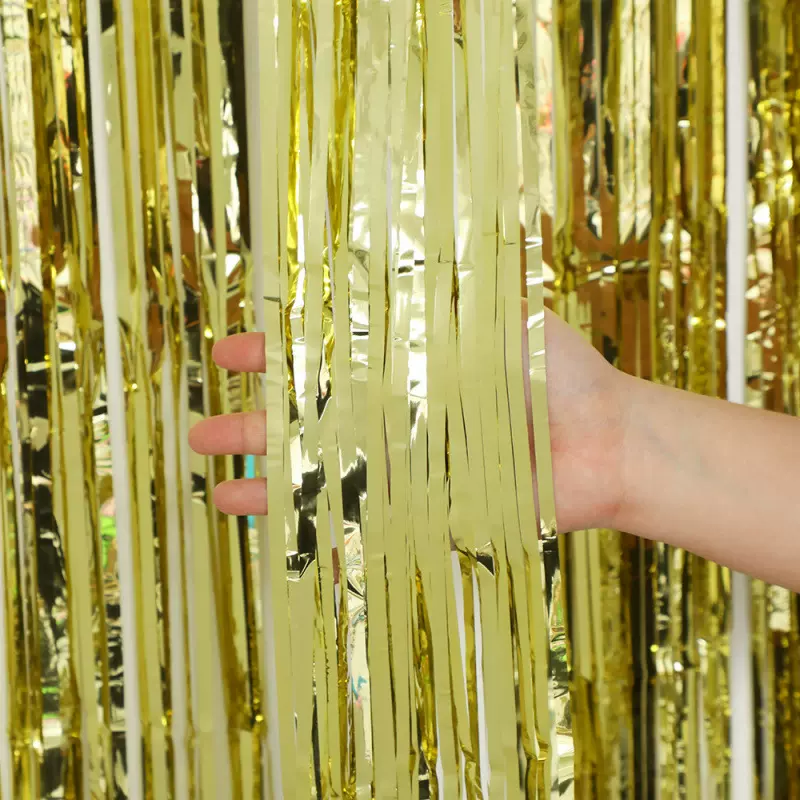 亮光雨丝帘1*2m生日道具装饰流苏门帘拉花派对婚庆舞台背景雨丝