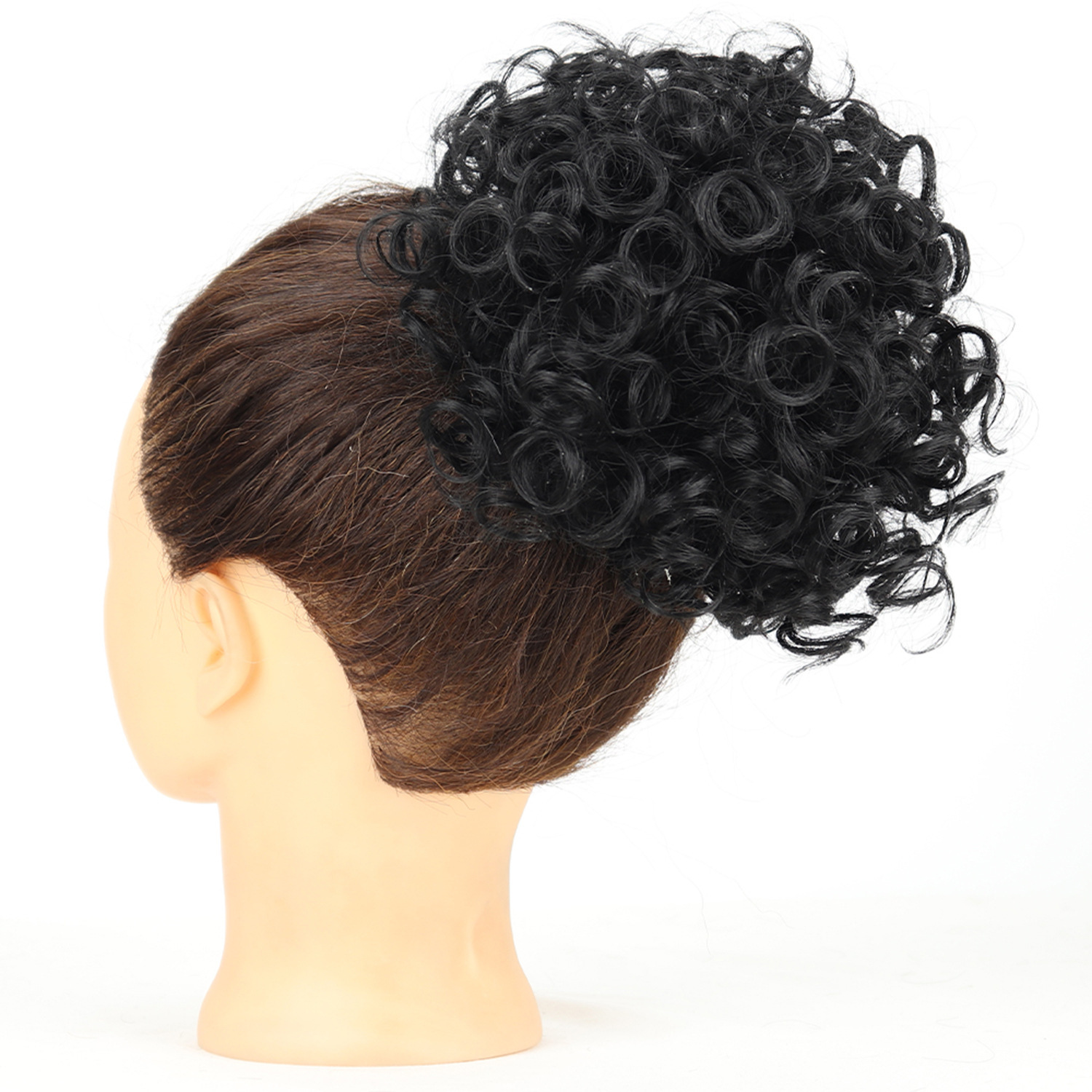 Damas rizadas peinadas europeas y estadounidenses desorden pequeño rollo fibra sintética peluca cuerda de dibujo adornamiento para el cabello