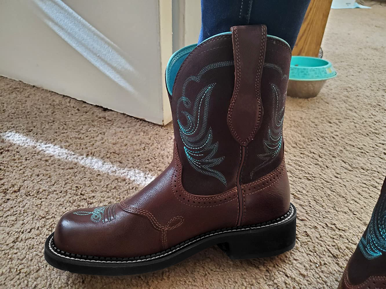 Vyšívané kovbojské boty Podzimní a zimní kožené boty Dámské kozačky do půli lýtek_voghion.com