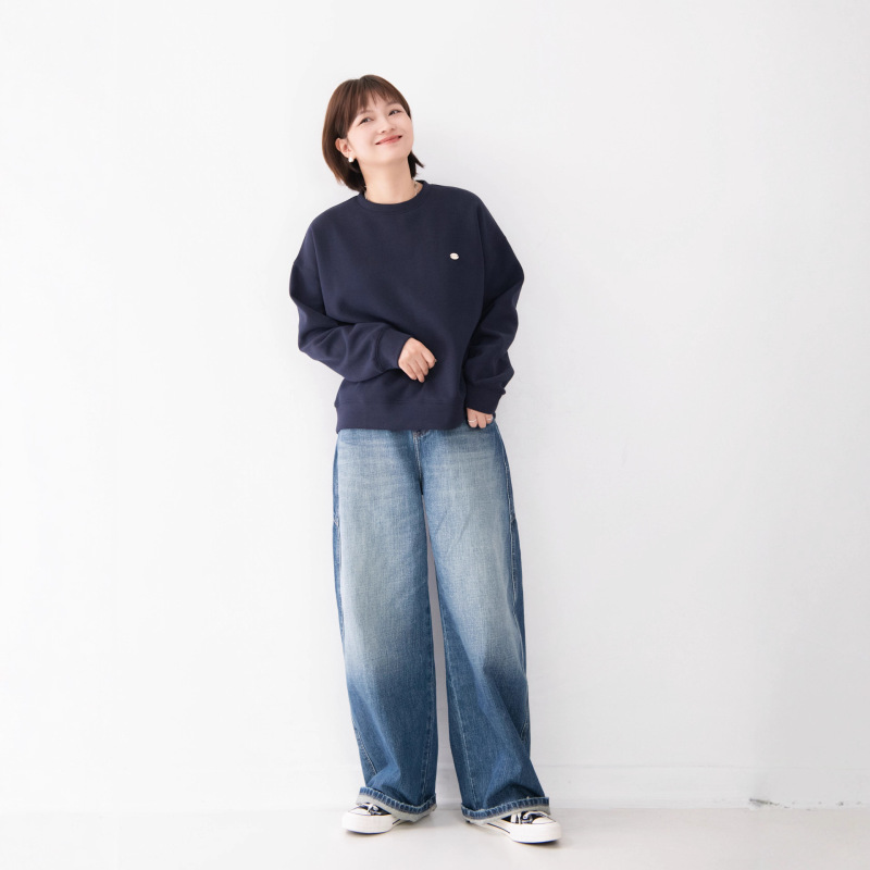新疆棉质圆领套头小标装饰长袖卫衣女宽松百搭休闲简约上衣|undefined