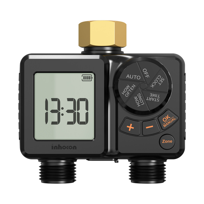 2026 Cross-Border New Product Lithium Battery Copper Head Irrigation Timer Dual-Way Water Valve Outdoor Garden Watering Timer