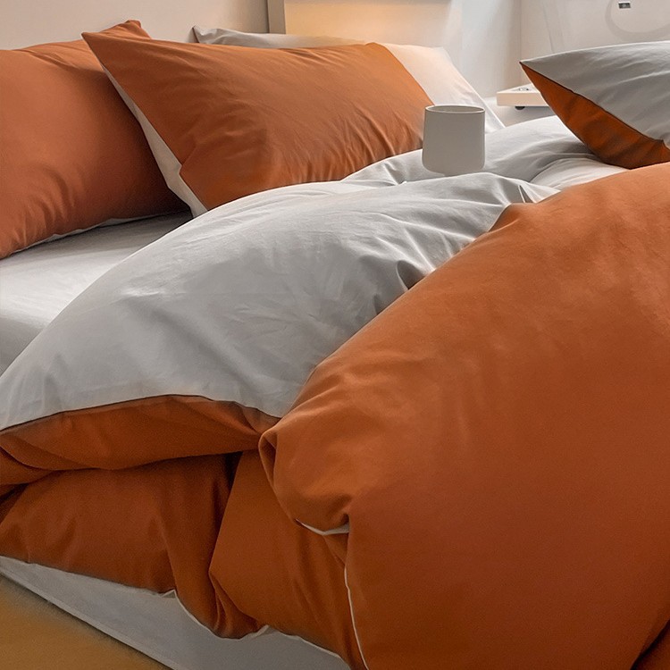 Juego de cuatro piezas de algodón 100 cama de dormitorio de algodón de tres piezas sábanas, edredón, funda de edredón, funda de edredón, cama individual para niños 4