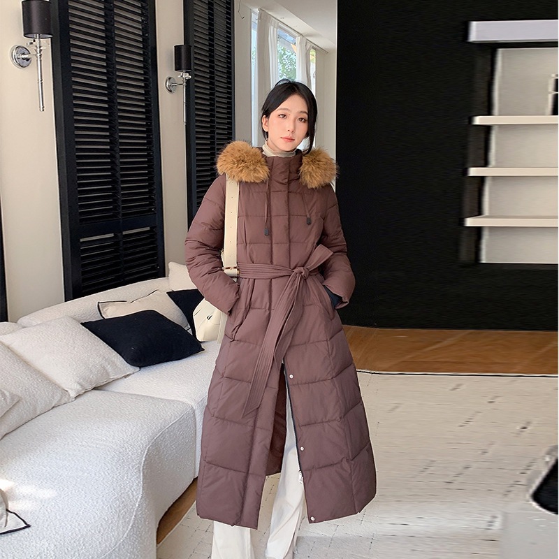 2025 invierno nuevo estilo coreano largo sobre la rodilla ropa de algodón collar de cabello grande chaqueta de algodón gruesa delgada mujer ropa de algodón mujer image 7