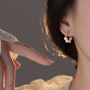 Authentic [Xiangnan] Pearl Earrings Niche Ins Gentle Earrings Women's High-end New 999 Silver Pin Elegant Earrings