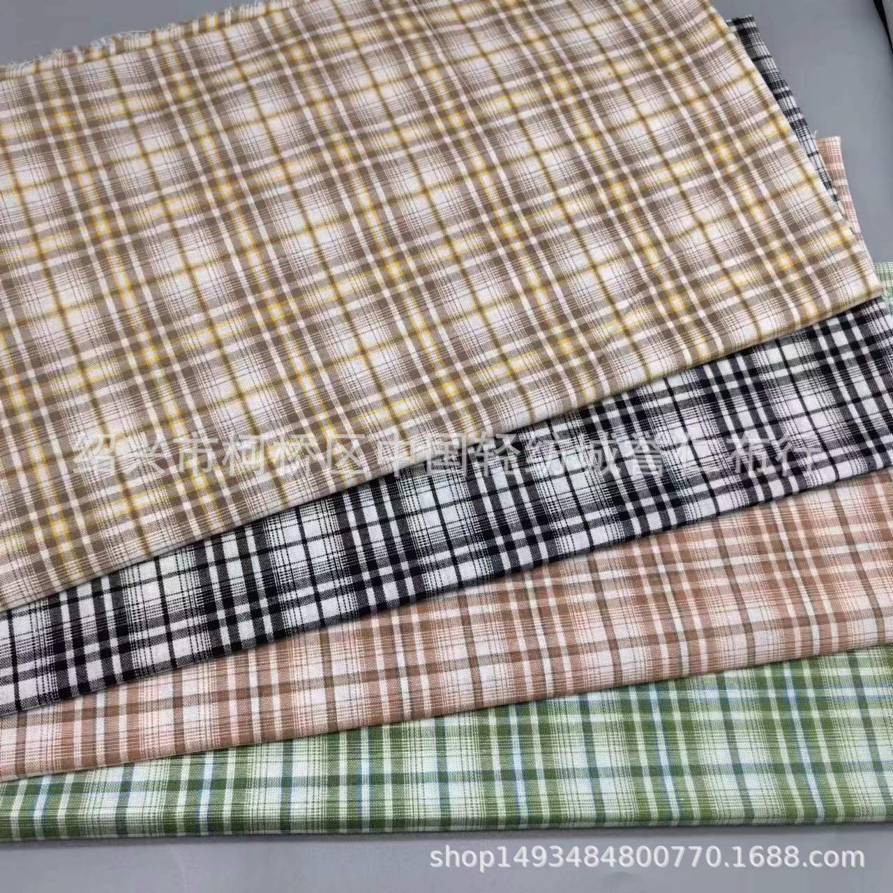 春秋新款色织格子布日韩童装衬衫连衣裙防晒衣面料旗袍服装布批发