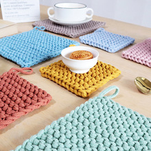 日式手工编织隔热垫家居厨房用餐垫方形杯垫盘垫素色盘垫马克杯垫
