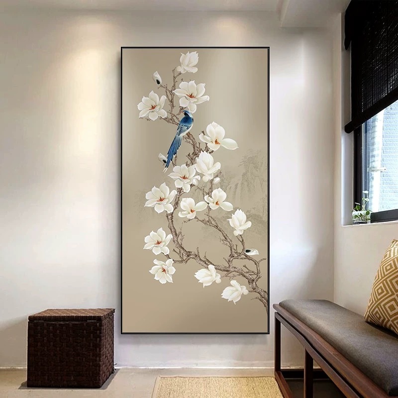 背景壁新しい中国風の玄関装飾絵画エントリーテクスチャ吊り絵画壁画スプレー塗装油絵キャンバス絵画アルミ合金フレーム|undefined
