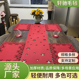 跨境圣诞毛毡餐垫酒店餐厅餐具垫隔热西餐盘垫圣诞餐具垫餐桌装饰