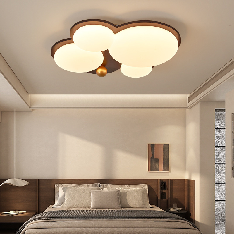 Estilo antiguo retro madera de nogal color wabi-jifeng dormitorio lámpara de techo lámpara de dormitorio principal viento crema habitación de los niños libro lámpara de habitación