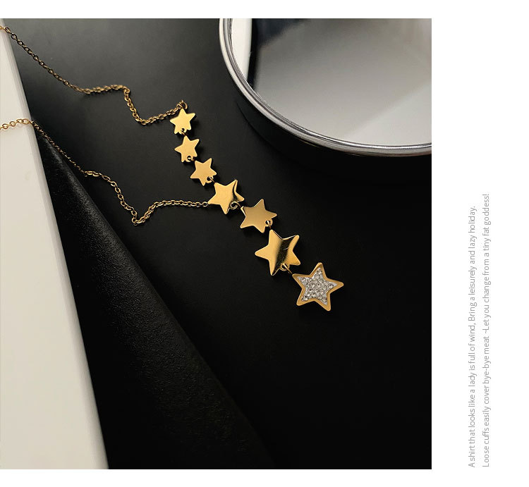 Casual Star Titanium Steel Inlay Artificial Rhinestones Necklace 1 Piece display picture 2