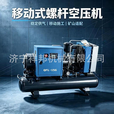 22kw mobile machine for mining sites, small variable-frequency energy-saving low-noise integrated mobile screw air compressor