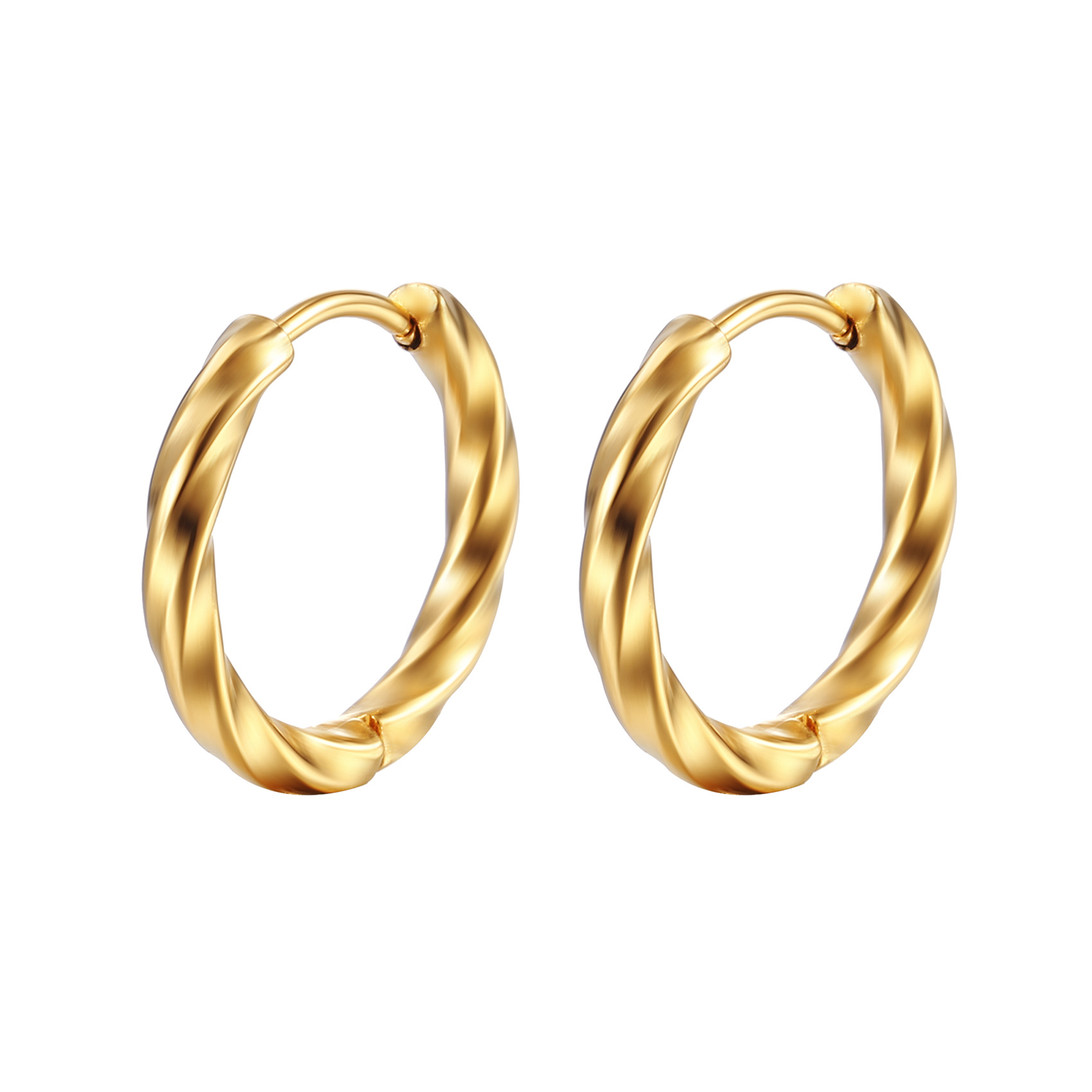 Round Pattern Women'S Gender PVD Coated 18K Gold Real Gold Plated Round 201 Stainless Steel Fashion Waterproof Non Tarnish Hoop Earrings