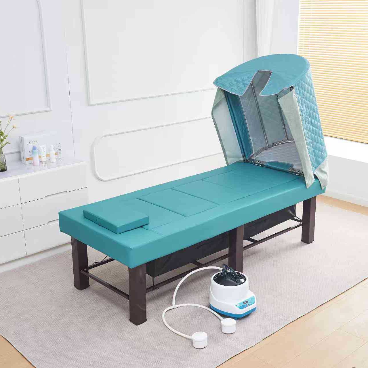 Cama de moxibustión de moxibustión de cuerpo entero, cama de fumigación cerrada doméstica, cama de fisioterapia de masaje de madera sólida automática especial para salón de belleza